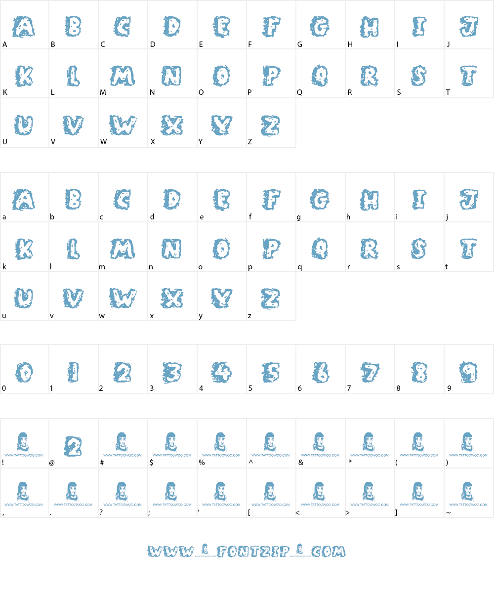 Rocky Bottoms Font Character